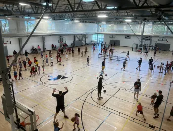 A photo of the Shirk Sport Center during our 2023 Redbird Basketball Clinic.